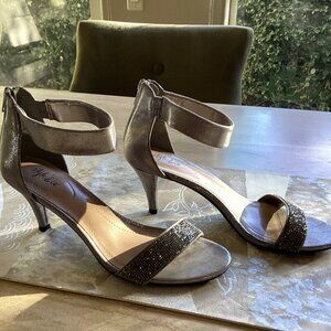 Style & Co. silver gray jeweled heels, 2 inch heel, size 8.5, worn once